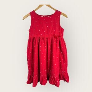 OshKosh B'gosh Girls size 10 Sleeveless Corduroy Holiday Christmas Dress Red
